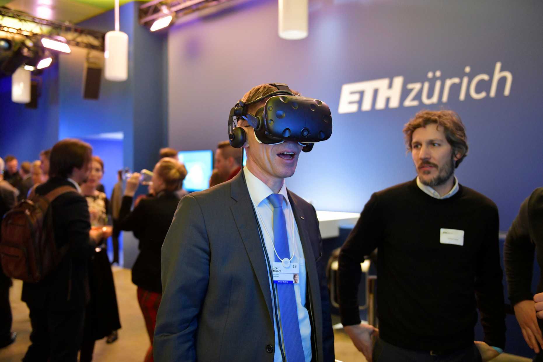 Konrad Graser with ETH president Joël Mersot at ETH WEF Pavilion